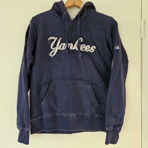Majestic New York Yankees Hoodie Y2K Womens Sweatshirt Fleece Retro Applique